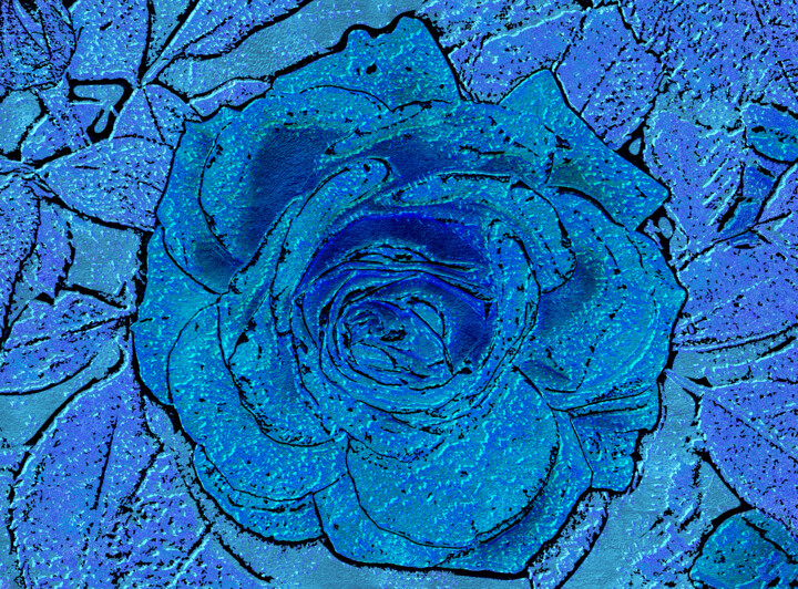 Digitale Kunst mit dem Titel "rose-152-inscrustee" von Jean-Paul Martin, Original-Kunstwerk, 2D digitale Arbeit