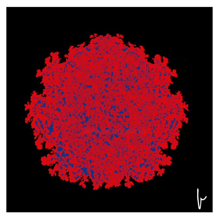 Digital Arts titled "Rosette rouge et bl…" by Jean Paul Pierozzi, Original Artwork