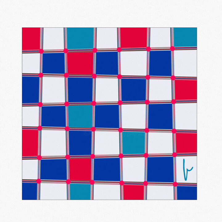 Цифровое искусство под названием "Four colors grid wi…" - Jean Paul Pierozzi, Подлинное произведение искусства, Цифровая жив…