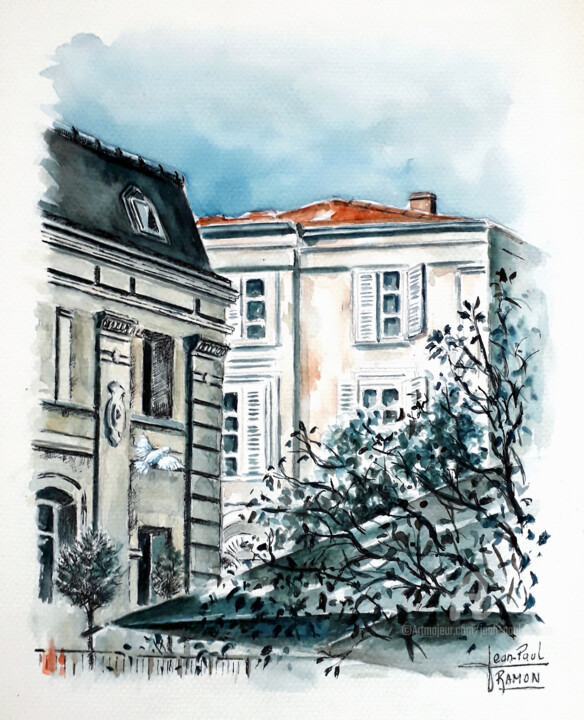 Peinture intitulée "Interlude" par Jean-Paul Ramon, Œuvre d'art originale, Aquarelle