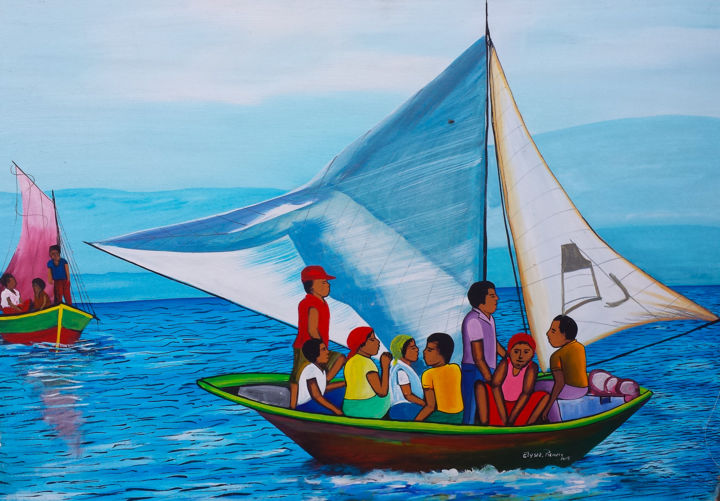 Peinture intitulée "Voyage en mer.jpg" par Jean-Philippe Baptiste, Œuvre d'art originale