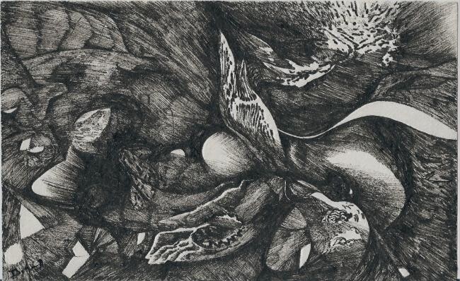 Dessin intitulée "Velours carnivore" par Jean-Philippe Degraeve, Œuvre d'art originale, Encre