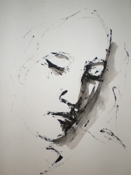 Dessin intitulée "Portrait 5" par Jean-Philippe Degraeve, Œuvre d'art originale, Encre