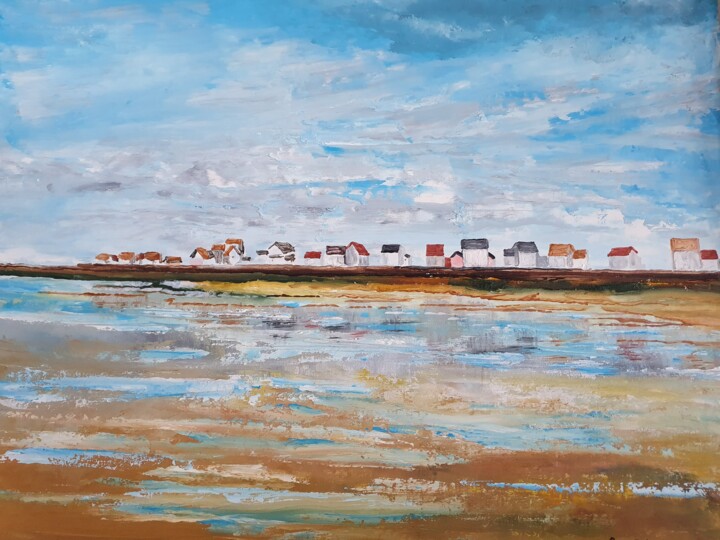 Peinture intitulée "La plage d'Audresse…" par Jean-Philippe Guffroy, Œuvre d'art originale, Huile