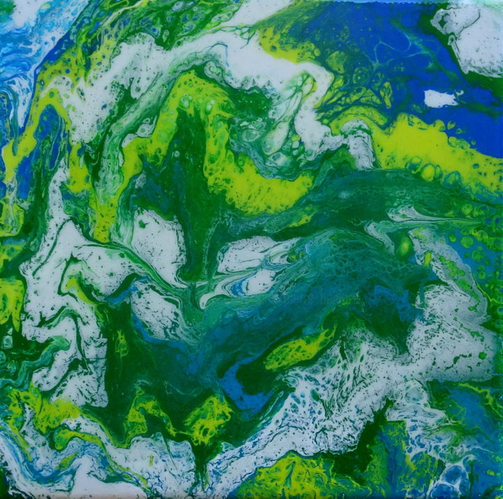 Painting titled "Green 003 Carré 20x…" by Jean-Pierre Beillard, Original Artwork, Acrylic