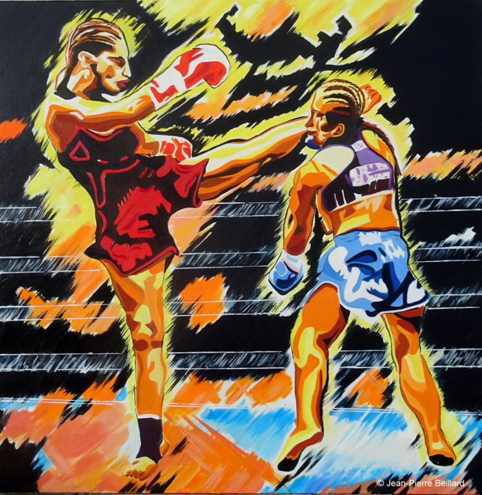 Painting titled "Anissa - Boxe" by Jean-Pierre Beillard, Original Artwork, Acrylic