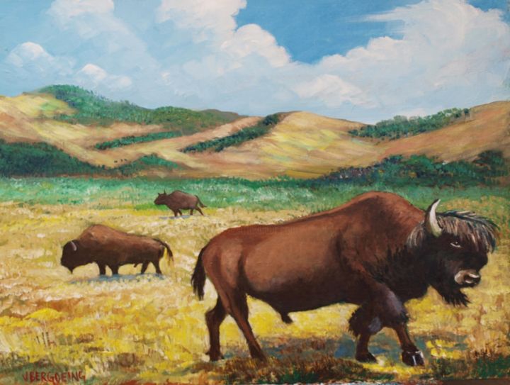 Painting titled "bisonte-americano.j…" by Jean Pierre Bergoeing, Original Artwork, Acrylic