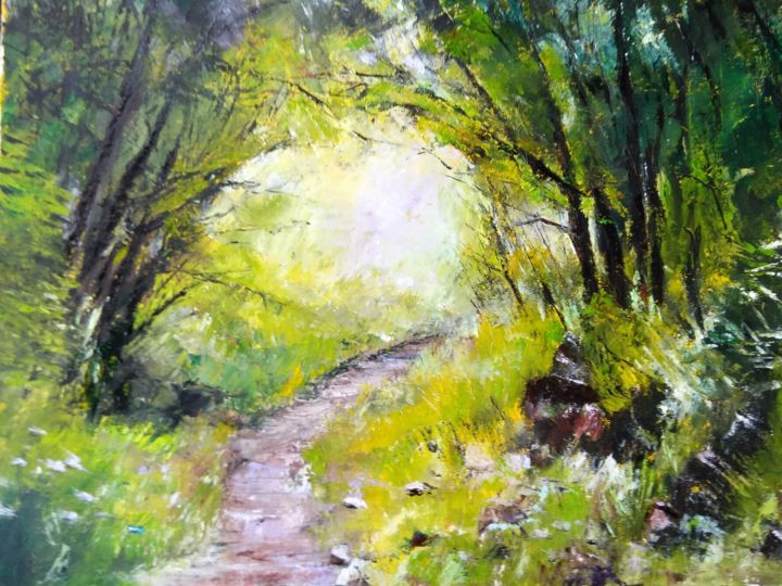 Peinture intitulée "sentier sous voûte…" par Jean Pierre Bernard, Œuvre d'art originale,