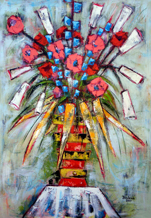 Malarstwo zatytułowany „Le grand bouquet” autorstwa Jean-Pierre Borderie, Oryginalna praca, Akryl