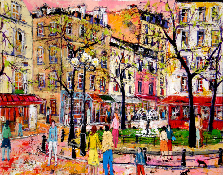 Peinture intitulée "Place de la Contres…" par Jean-Pierre Borderie, Œuvre d'art originale