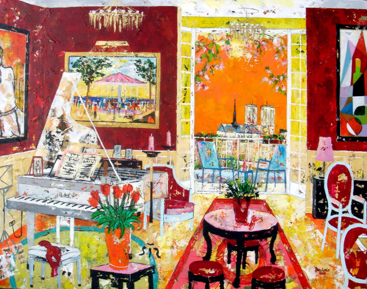 Peinture intitulée "Intérieur Parisien" par Jean-Pierre Borderie, Œuvre d'art originale