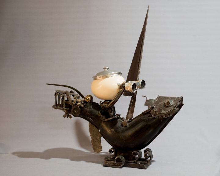 Scultura intitolato "Fish Boat" da Jean-Pierre Burquier, Opera d'arte originale