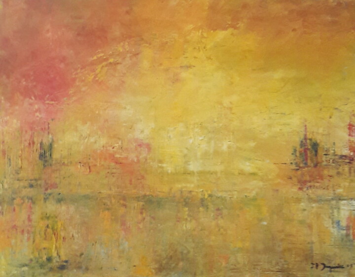 Pintura intitulada "un ciel de feu" por Jean-Pierre Duquaire, Obras de arte originais