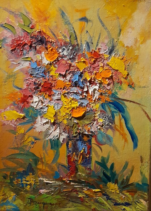 Peinture intitulée "Un petit bouquet lu…" par Jean-Pierre Duquaire, Œuvre d'art originale, Huile Monté sur Châssis en bois