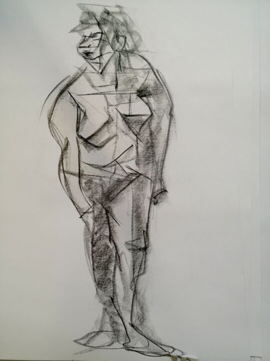 Dessin intitulée "Pose 5" par Jean-Pierre Emond, Œuvre d'art originale, Crayon