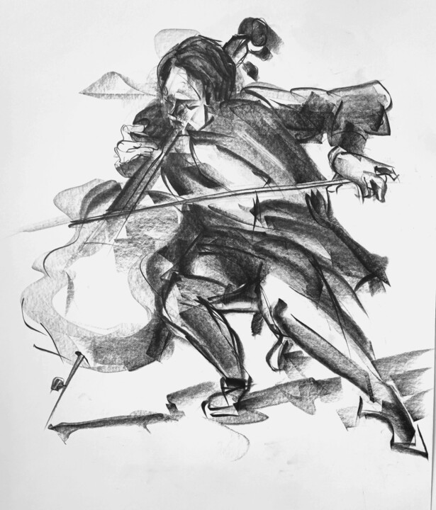 Drawing titled "Agitato" by Jean-Pierre Emond, Original Artwork, Graphite