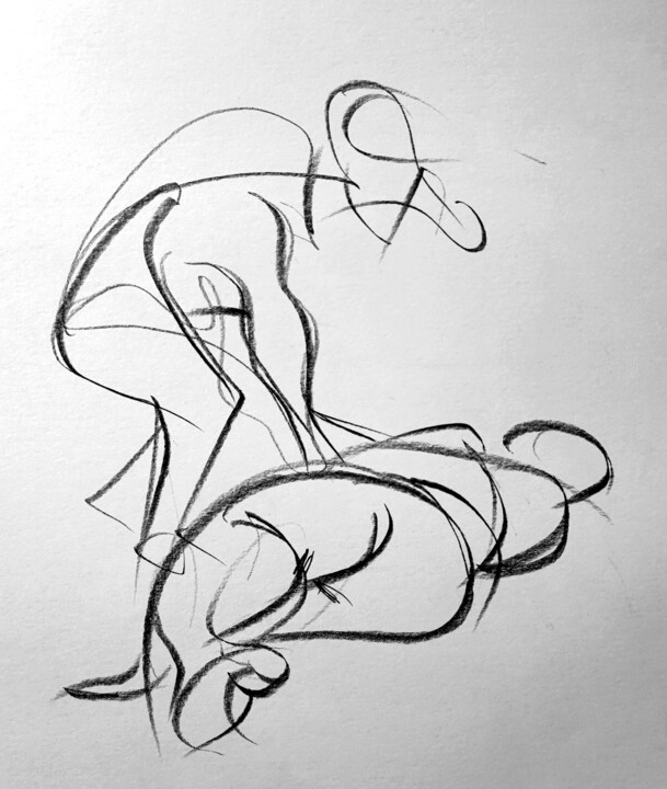 Drawing titled "Fin de sieste" by Jean-Pierre Emond, Original Artwork, Graphite