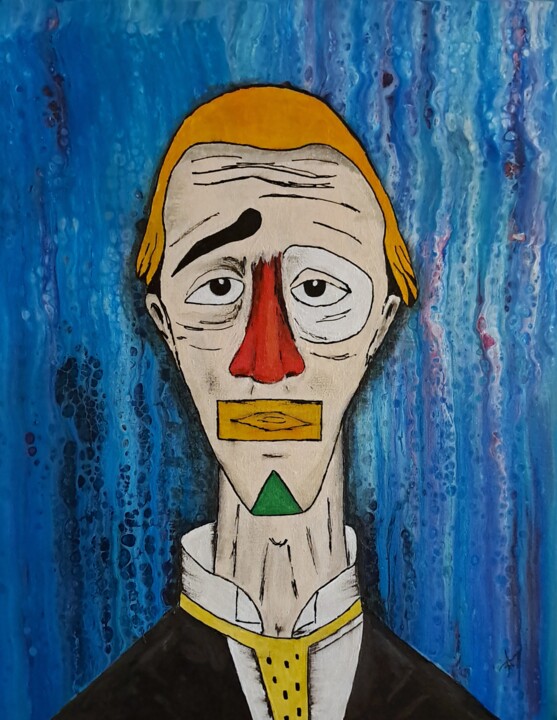 Painting titled "Clown" by Jean Pierre Fourrey, Original Artwork, Acrylic