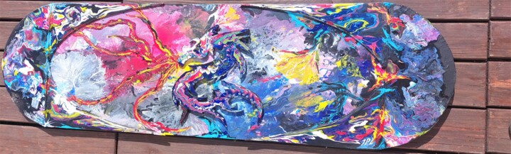 Painting titled "le dragon" by Jean Pierre Labarthe, Original Artwork, Acrylic Mounted on Wood Panel