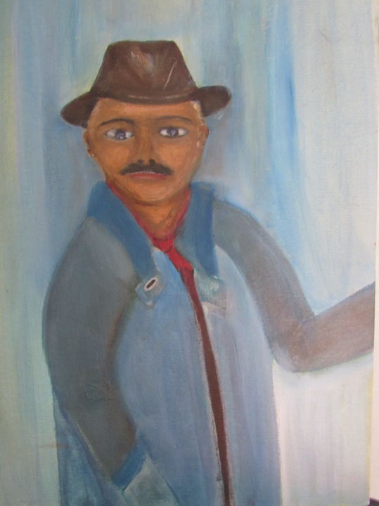 Painting titled "Auto_portrait" by Jean Pierre Maître, Original Artwork, Acrylic