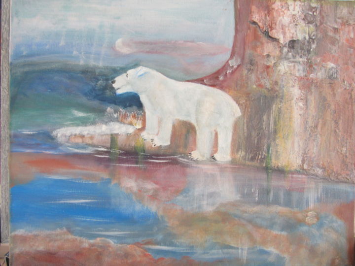 Painting titled "L'ours" by Jean Pierre Maître, Original Artwork, Acrylic