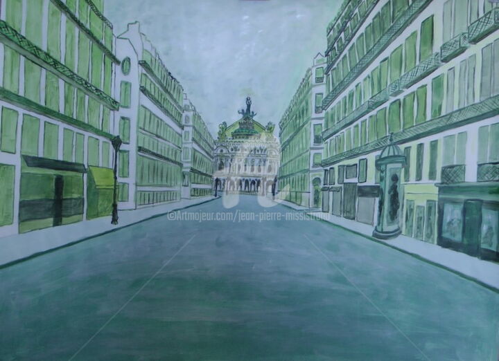 Painting titled "Avenue de l'Opéra" by Jean-Pierre Missistrano, Original Artwork, Acrylic