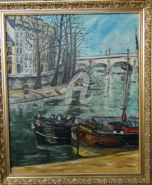 Peinture intitulée "Le Pont Marie" par Jean-Pierre Missistrano, Œuvre d'art originale, Huile