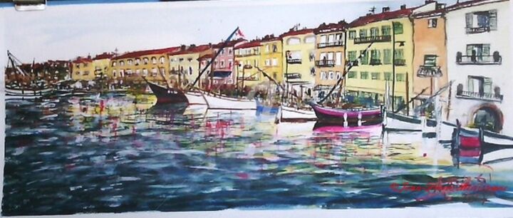 Painting titled "Vieilles barques à…" by Jean-Pierre Missistrano, Original Artwork, Watercolor