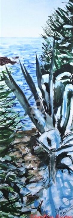 Painting titled "Agave des neiges du…" by Jean-Pierre Missistrano, Original Artwork, Watercolor