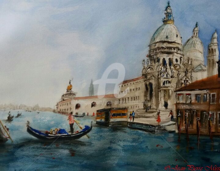 Painting titled "Santa Maria della S…" by Jean-Pierre Missistrano, Original Artwork, Watercolor