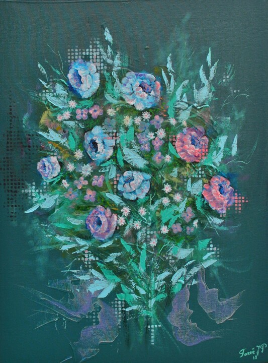 Malarstwo zatytułowany „"Bouquet d'Hiver"” autorstwa Jean-Pierre Parée, Oryginalna praca, Akryl