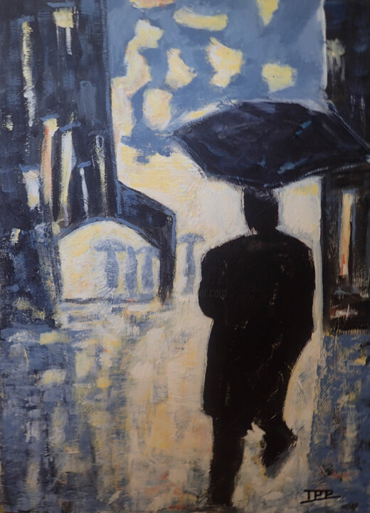 Peinture intitulée "sous la pluie" par Jean-Pierre Piccin, Œuvre d'art originale, Acrylique