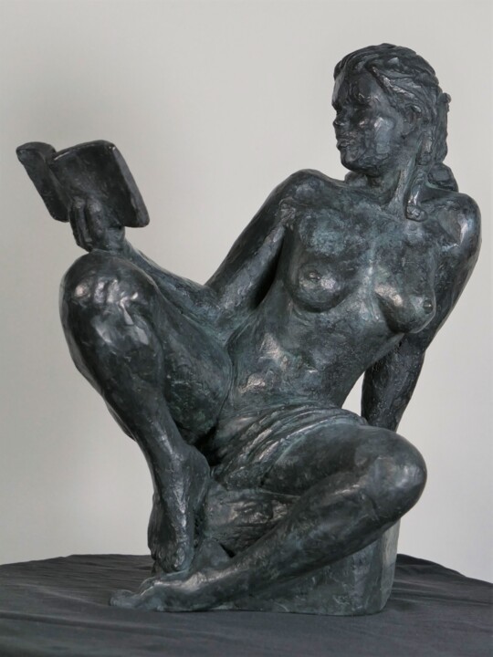 Sculpture intitulée "Lectrice n°1" par Jean Pierre Picheny, Œuvre d'art originale, Bronze