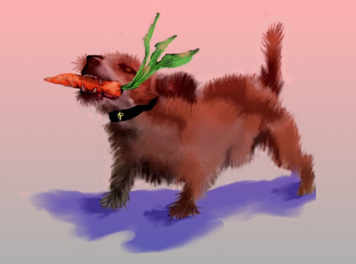 Arts numériques intitulée "chien féroce. mais…" par Jean Pierre Poveda, Œuvre d'art originale, Peinture numérique
