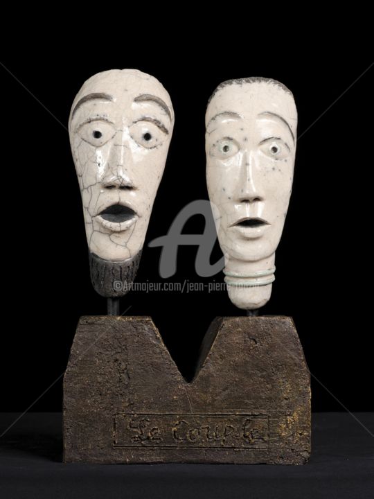 Sculpture titled "Le couple.jpg" by Jean-Pierre Tauzia, Original Artwork, Ceramics