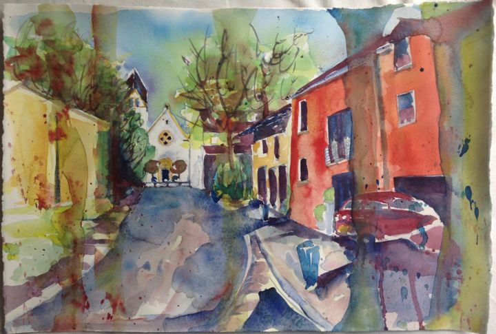 Pintura titulada ""Schrondweiler Rue…" por Jean-Pol Leonard, Obra de arte original, Acuarela