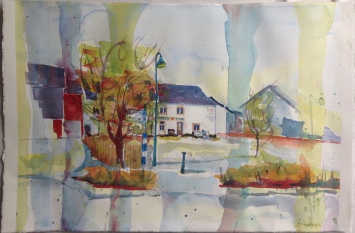 Painting titled ""Schrondweiler l'Ep…" by Jean-Pol Leonard, Original Artwork, Watercolor