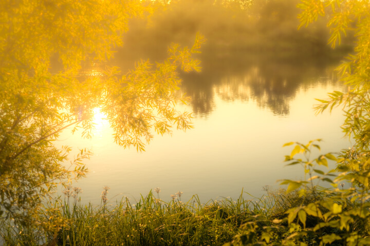 Photography titled "Sunset on an autumn…" by Jean Ponomarevsky, Original Artwork, Non Manipulated Photography