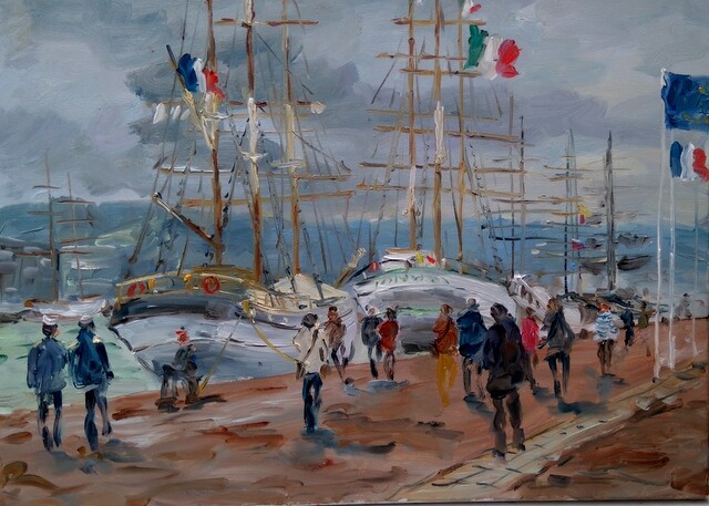 Peinture intitulée "Armada de Rouen 201…" par Jean Quéméré, Œuvre d'art originale, Huile