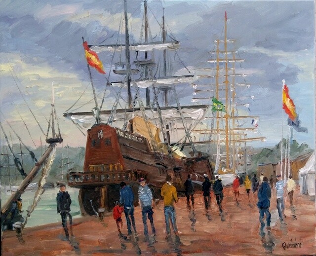 Painting titled "Armada de Rouen 201…" by Jean Quéméré, Original Artwork, Oil