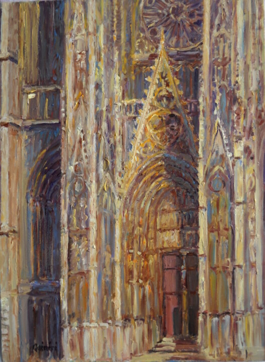 Painting titled "cathedrale de Rouen…" by Jean Quéméré, Original Artwork, Oil