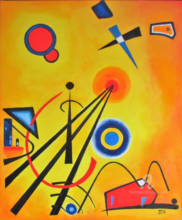 Peinture intitulée "Yellow space transm…" par Jean Rebel, Œuvre d'art originale, Huile Monté sur Châssis en bois