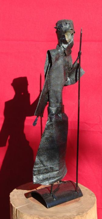 Sculpture titled "Hommes bleus 1" by Jean Remaury, Original Artwork, Metals