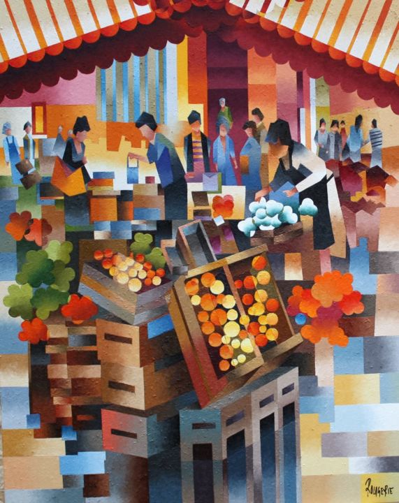 Painting titled "MARCHE OCCITAN" by Jean Rougerie, Original Artwork, Oil