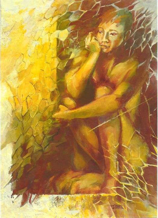 Pintura titulada "Etude modèle vivant…" por Jean Schuck, Obra de arte original, Oleo