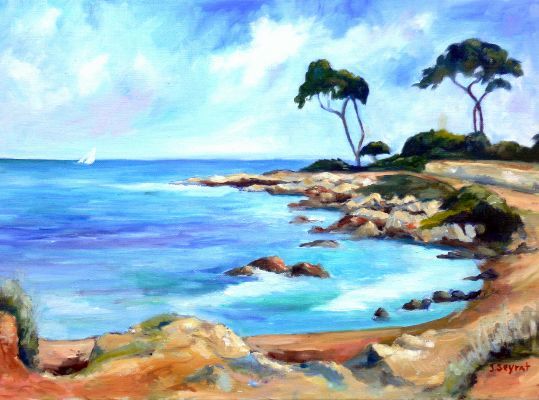 Pittura intitolato "au Cap d'Antibes" da Jean Seyrat, Opera d'arte originale