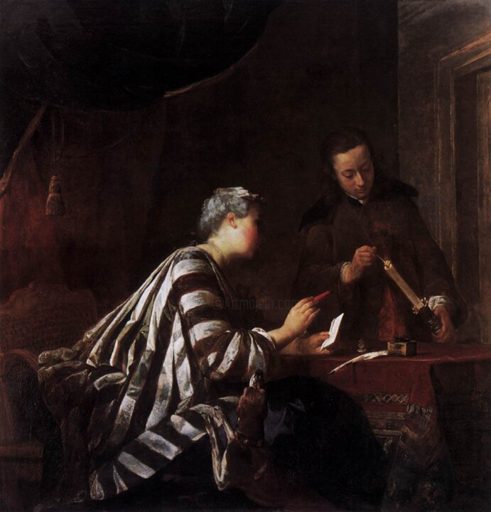 Painting titled "Scellage de la lett…" by Jean Siméon Chardin, Original Artwork, Oil