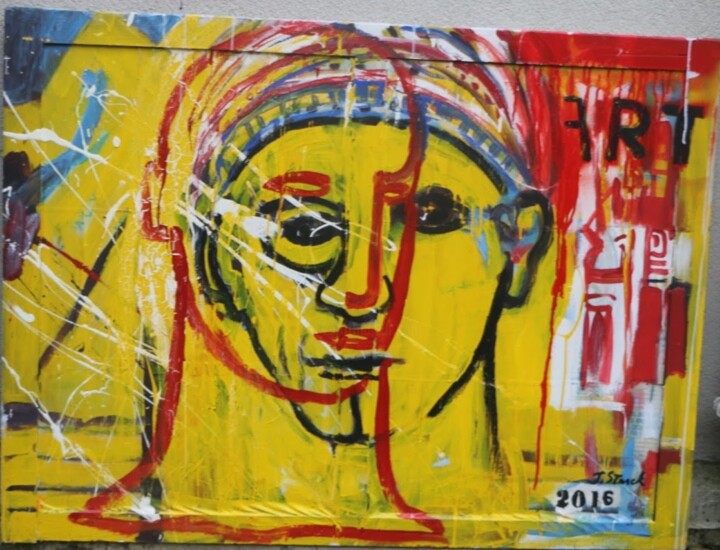 Peinture intitulée "HOMME PAPOU (suppor…" par Jean Starck, Œuvre d'art originale, Acrylique