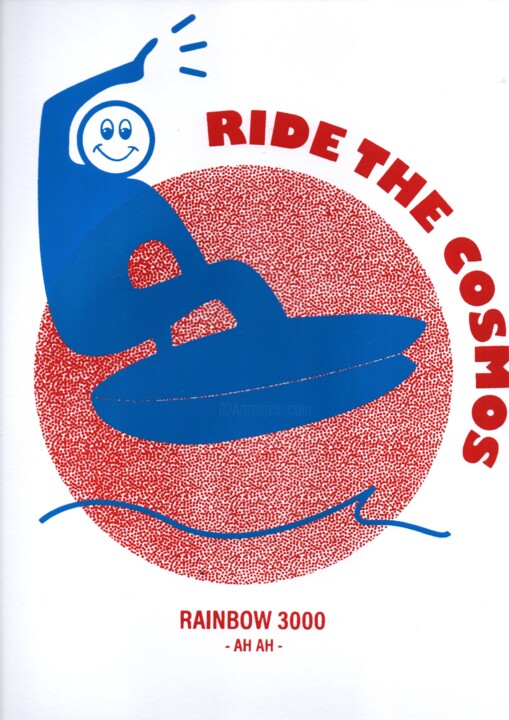 Incisioni, stampe intitolato "Ride the Cosmos" da Jean Terasas (ahah), Opera d'arte originale, Serigrafia