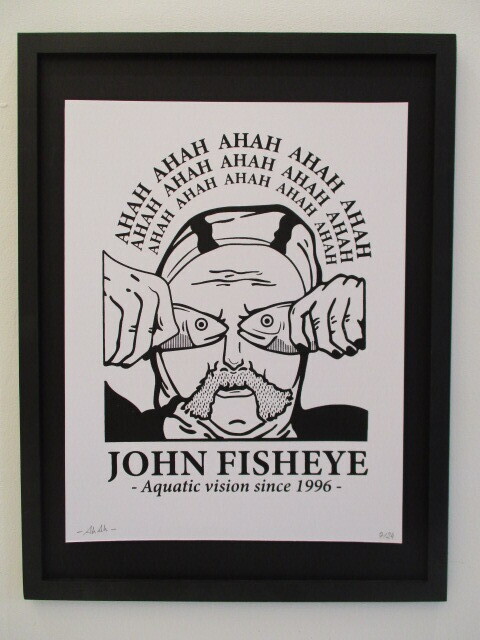 Incisioni, stampe intitolato "John Fisheye" da Jean Terasas (ahah), Opera d'arte originale, Serigrafia